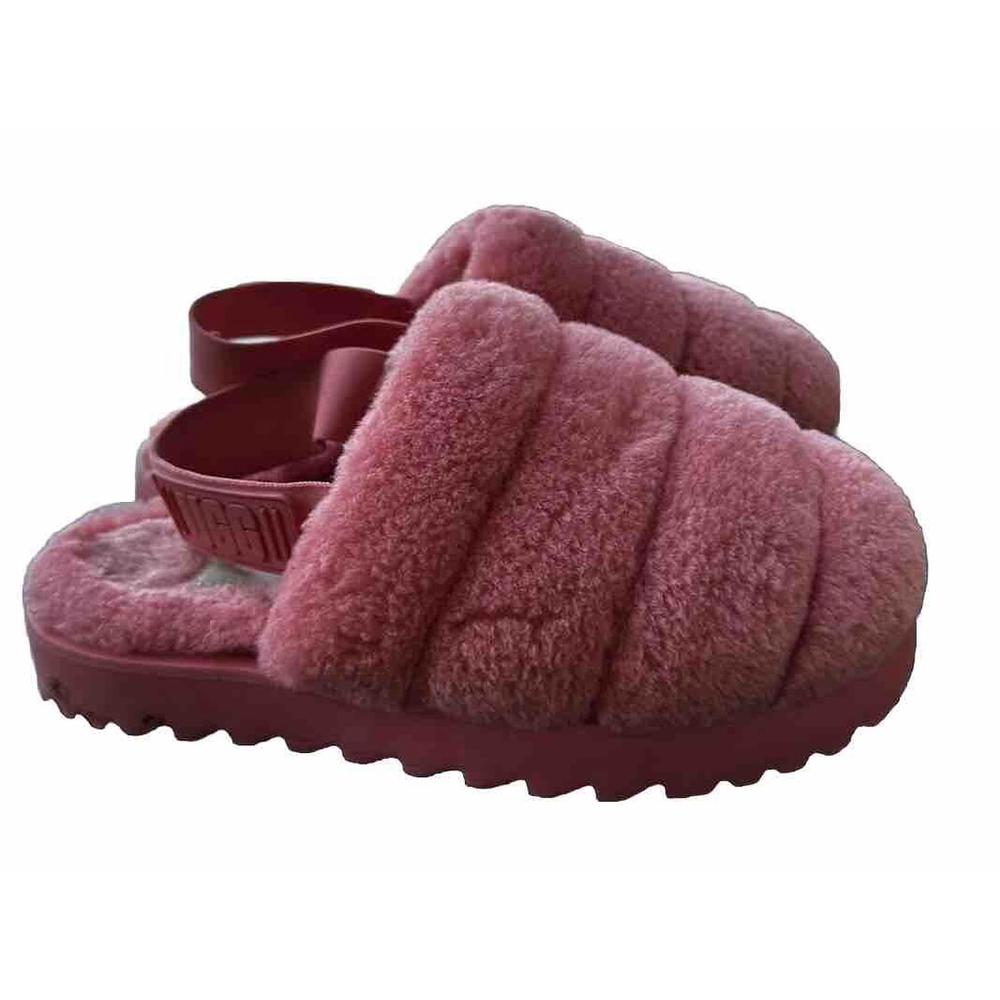 Ugg Pink Super Fluff Sling Back Fuzzy Slipper Size 6